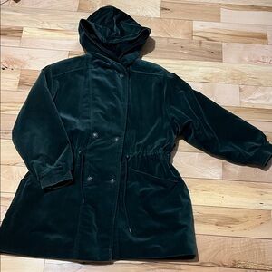 Vintage Hooded Jacket in Dark Green Velvet